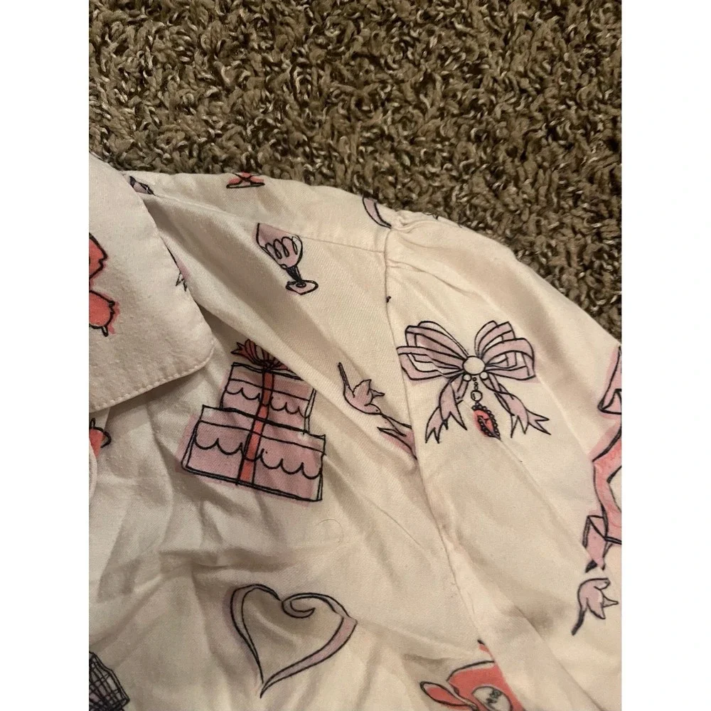 Victorias Secret Girly Glam Fashion Paris Pajama Flannel Top Loungewear Sleepwea
